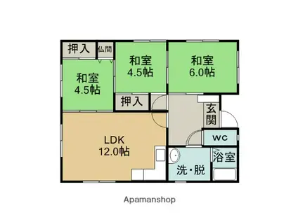 川浪荘(3LDK/2階)の間取り写真