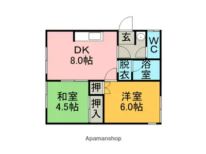 シャルマンマンション(2DK/2階)の間取り写真