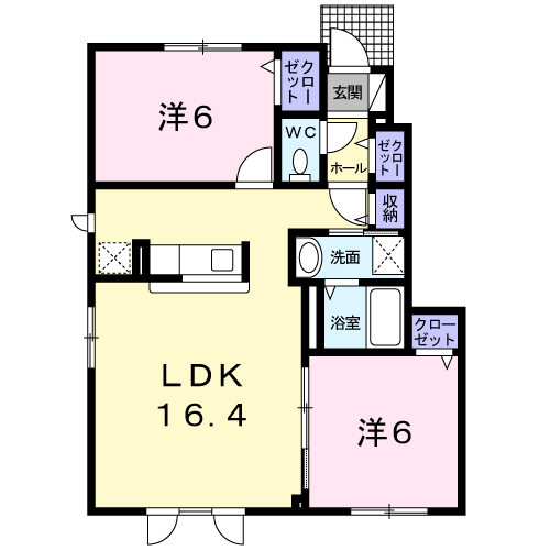 シュエットⅠ(2LDK/1階)の間取り写真