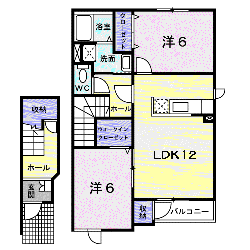 ボヌールⅡ(2LDK/2階)の間取り写真