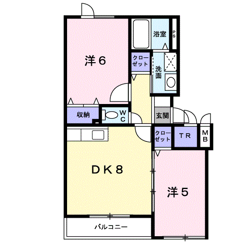 室蘭本線 糸井駅 徒歩18分 2階建 築22年(2DK/2階)の間取り写真