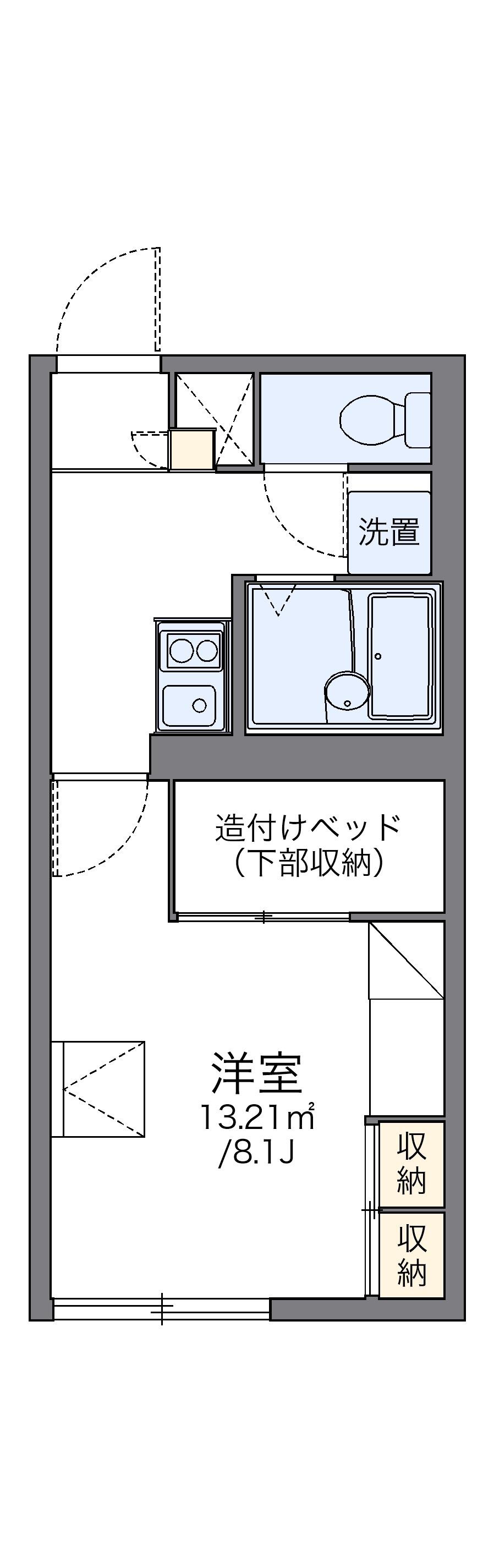 レオパレスボヌールシャトー(1K/2階)の間取り写真