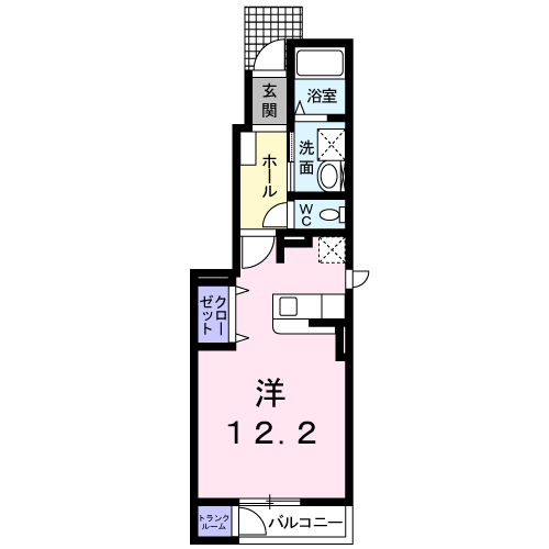パール・オブ・エビスD(ワンルーム/1階)の間取り写真