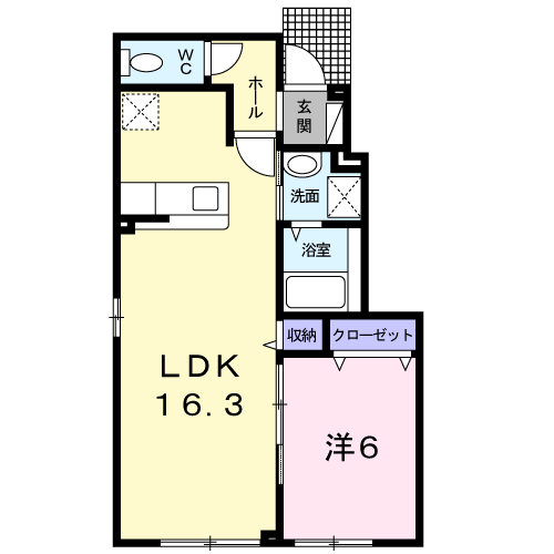 ハイツ ペガサスⅡ(1LDK/1階)の間取り写真
