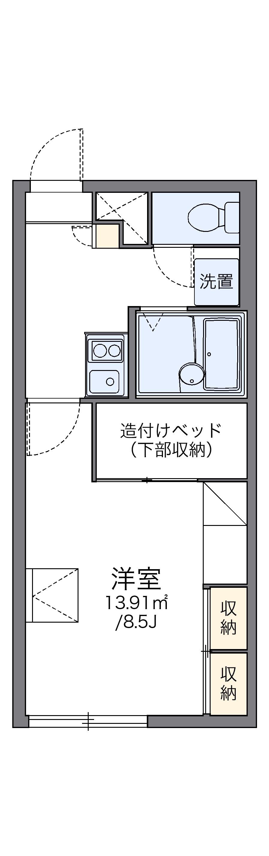 レオパレス裕(1K/1階)の間取り写真