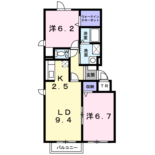 ホークフェザー7(2LDK/2階)の間取り写真