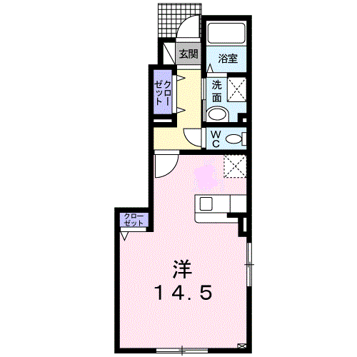 ピースジョイ(ワンルーム/1階)の間取り写真