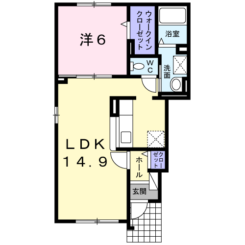パークヒル汐見(1LDK/1階)の間取り写真