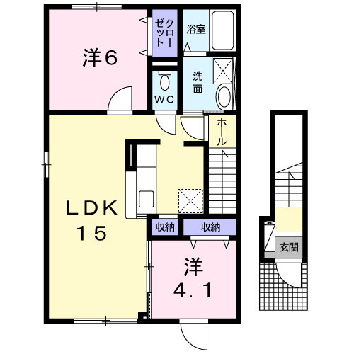 ルピナス Ⅱ(2LDK/2階)の間取り写真