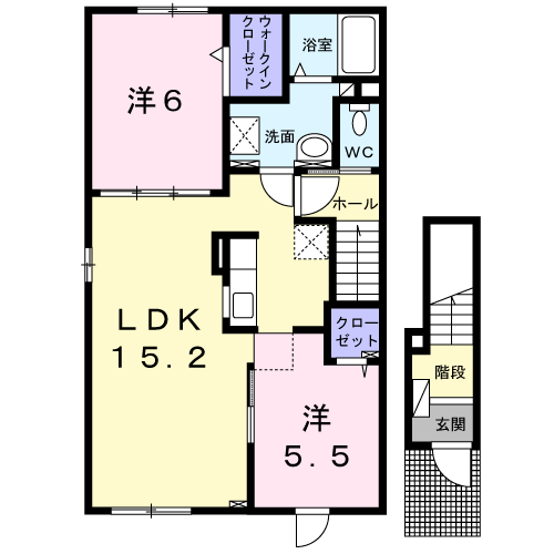 シンフォニー Ⅱ(2LDK/2階)の間取り写真
