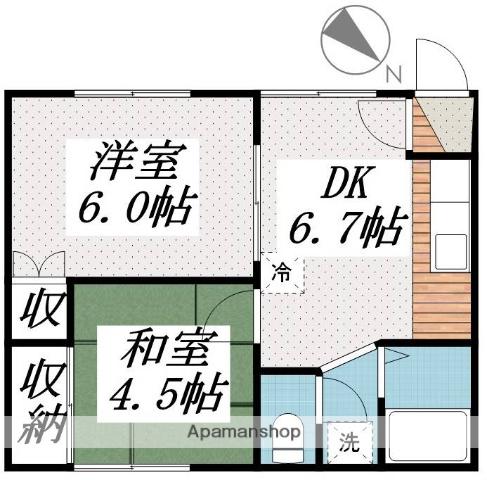 ファミリエA(2DK/2階)の間取り写真