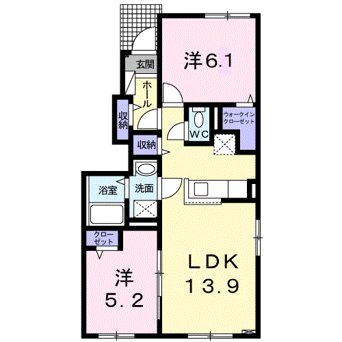 EXCEL 苫小牧(2LDK/1階)の間取り写真