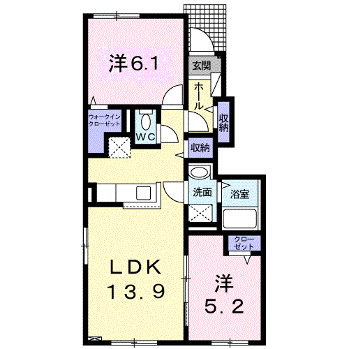 ル リアン(2LDK/1階)の間取り写真