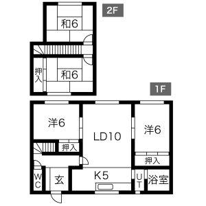 北海道苫小牧市 2階建 築51年(4LDK)の間取り写真