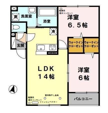 ジラソーレⅡ(2LDK/1階)の間取り写真