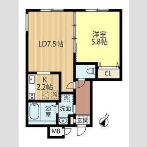 アトランティス朝日(1LDK/4階)の間取り写真