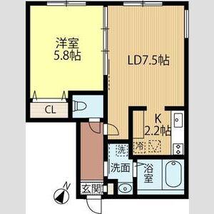 アトランティス朝日(1LDK/1階)の間取り写真