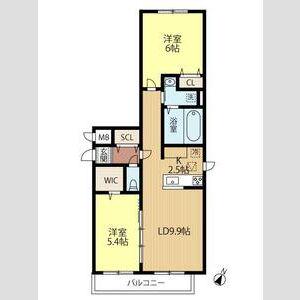 アトランティス朝日(2LDK/2階)の間取り写真