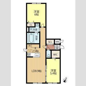 アトランティス朝日(2LDK/3階)の間取り写真