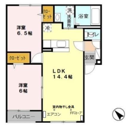 メゾンボヌール(2LDK/3階)の間取り写真