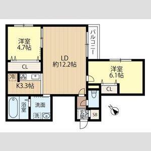 WELL BRIGHT東雲 RESIDENCE(2LDK/3階)の間取り写真