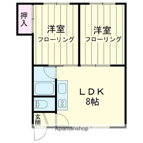 ブリリアント船見C(2DK/2階)の間取り写真