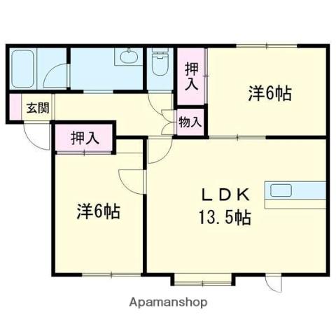 ハイツフィオーレ(2LDK/1階)の間取り写真