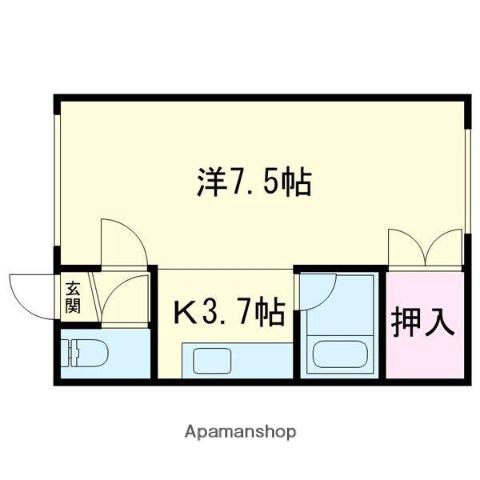 ノースパークB(1DK/2階)の間取り写真