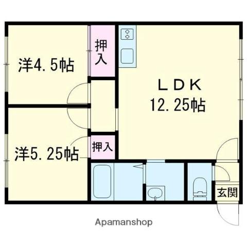 ハイツまつひろ(2LDK/1階)の間取り写真