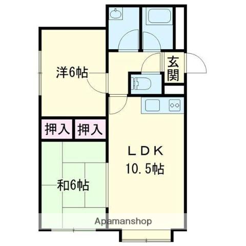 クリスタルハーモニー5(2DK/1階)の間取り写真