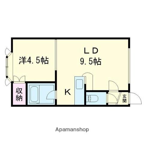 プロムセイントピュール(1DK/1階)の間取り写真