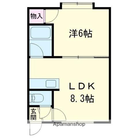 ポールスター(1DK/3階)の間取り写真