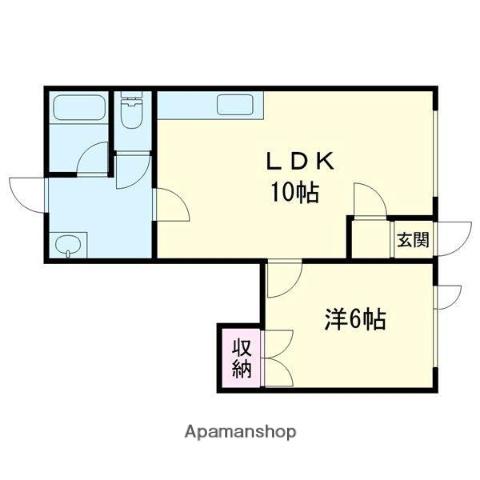 白老マンション(1DK/2階)の間取り写真