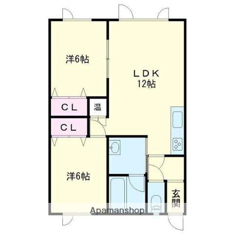 パラドールⅢ(2LDK/1階)の間取り写真