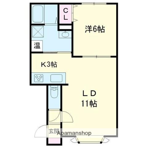 ウエストビレッジ(1LDK/1階)の間取り写真