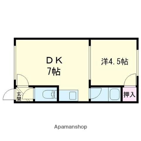 ラビットハイツ(1DK/2階)の間取り写真