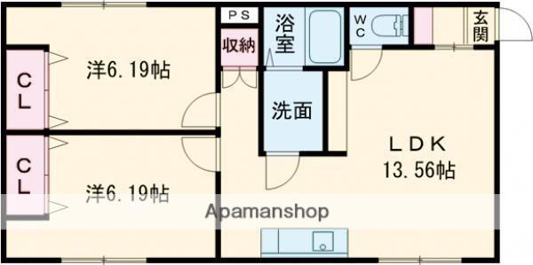 SIDE GATE(1LDK/1階)の間取り写真