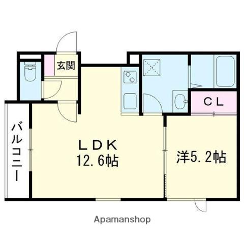 CREA MAISON緑町(1LDK/3階)の間取り写真