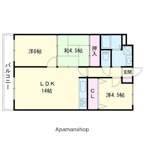 シャトーサンライズ(3LDK/1階)の間取り写真
