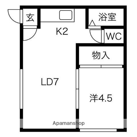 メゾンピープル2(1DK/3階)の間取り写真
