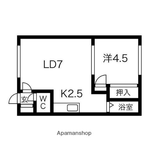 ハイツまるいNO21(1DK/3階)の間取り写真