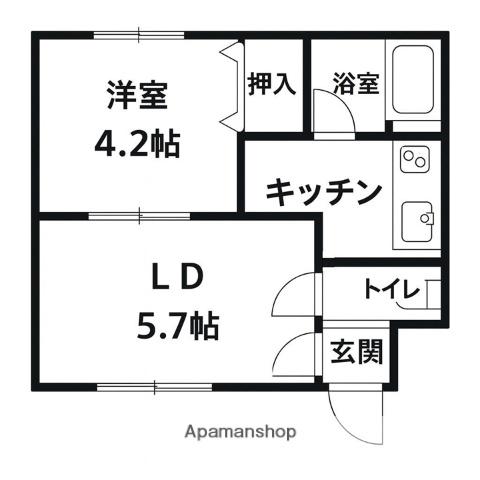 アスティ双葉(1DK/2階)の間取り写真