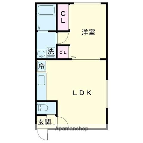 キムラハイム6(1LDK/2階)の間取り写真