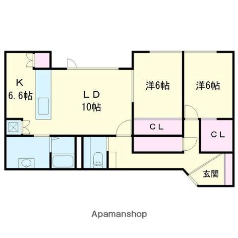 CHOUETTE BLANC(2LDK/3階)の間取り写真