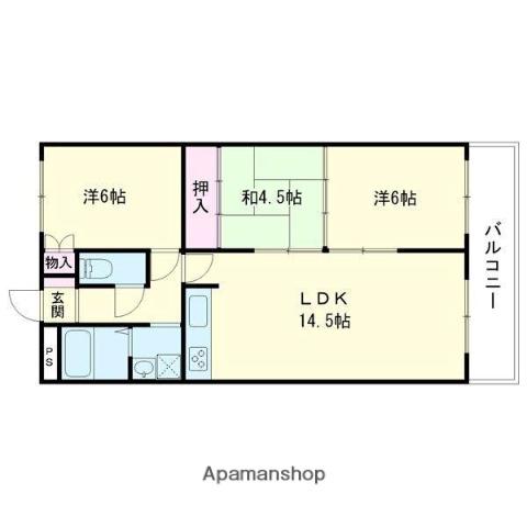 沼ノ端ハイツB(3LDK/4階)の間取り写真