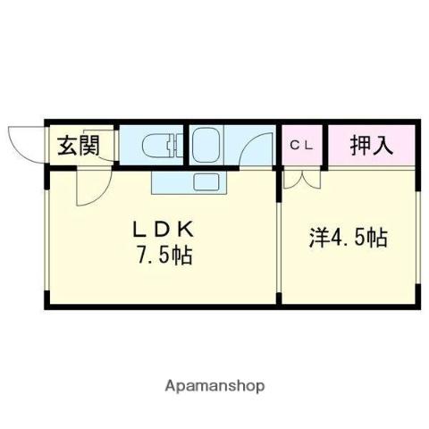 エクセレント錦岡(1DK/2階)の間取り写真