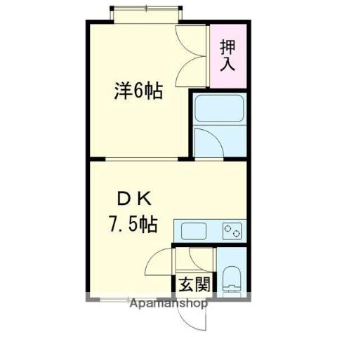 コーポカーレント(1DK/2階)の間取り写真