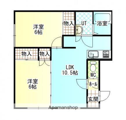 ハイツ輝(2LDK/1階)の間取り写真