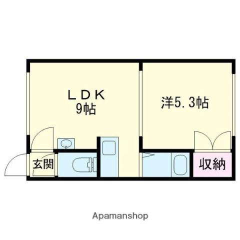 ハピネスE(1DK/3階)の間取り写真