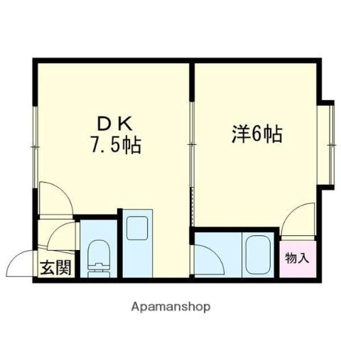 ダンディ船見(1DK/1階)の間取り写真